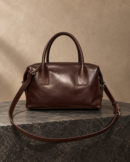 Veroak 6022 Brown top-grain cowhide leather bag — AI studio presentation