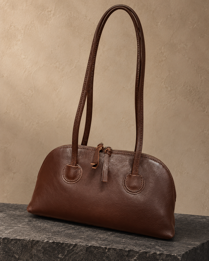 Veroak 8114 Brown top-grain cowhide leather bag — AI studio presentation