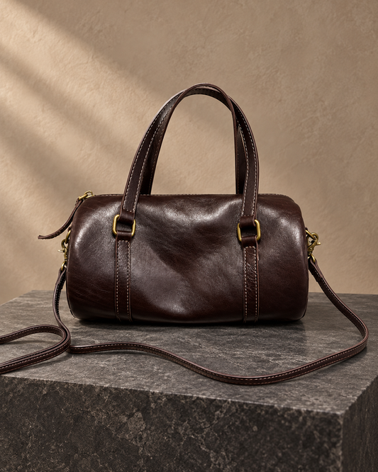 Veroak 9046 Brown top-grain cowhide leather bag — AI studio presentation
