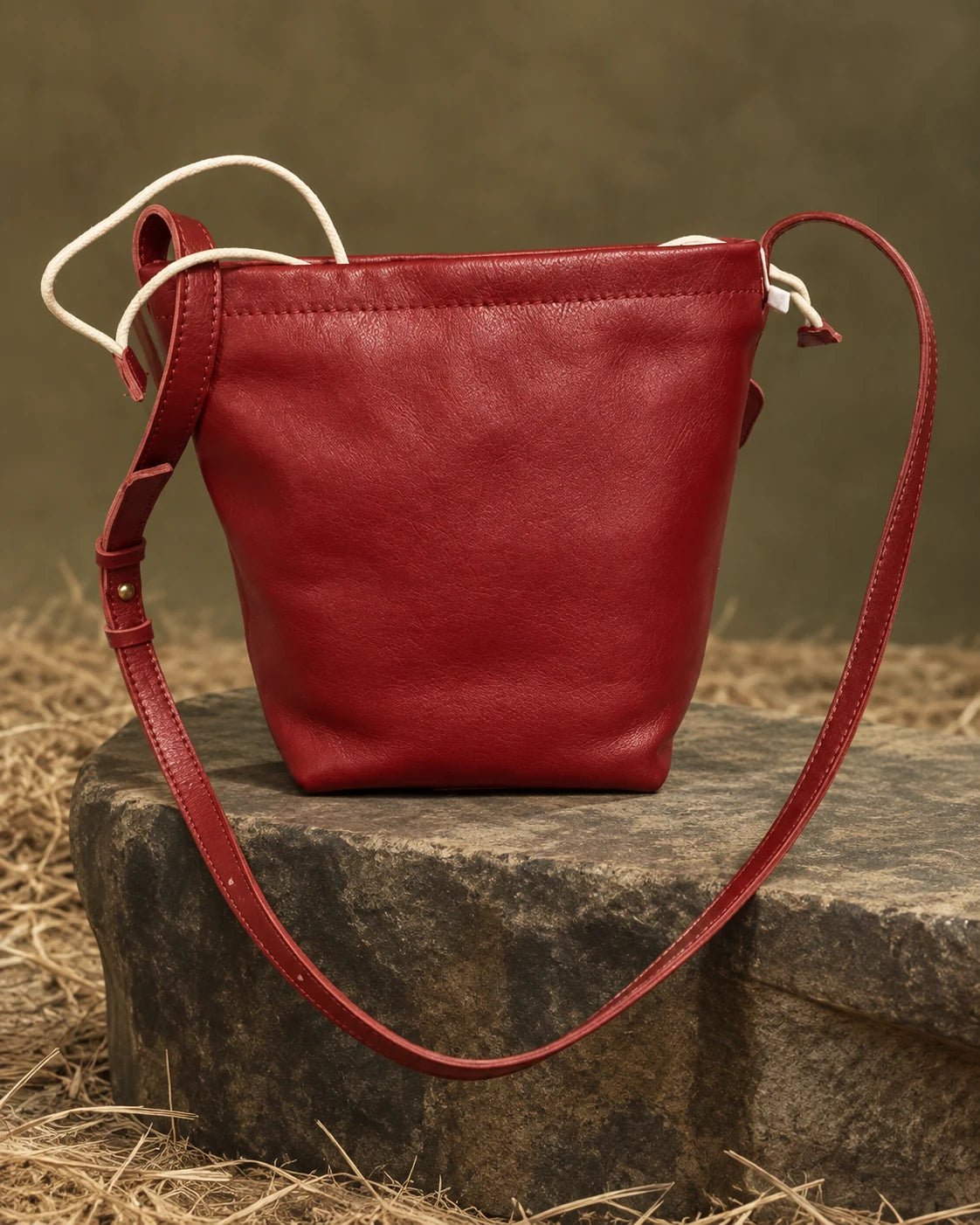 Crossbody bag -3019 in Red, AI-styled studio presentation