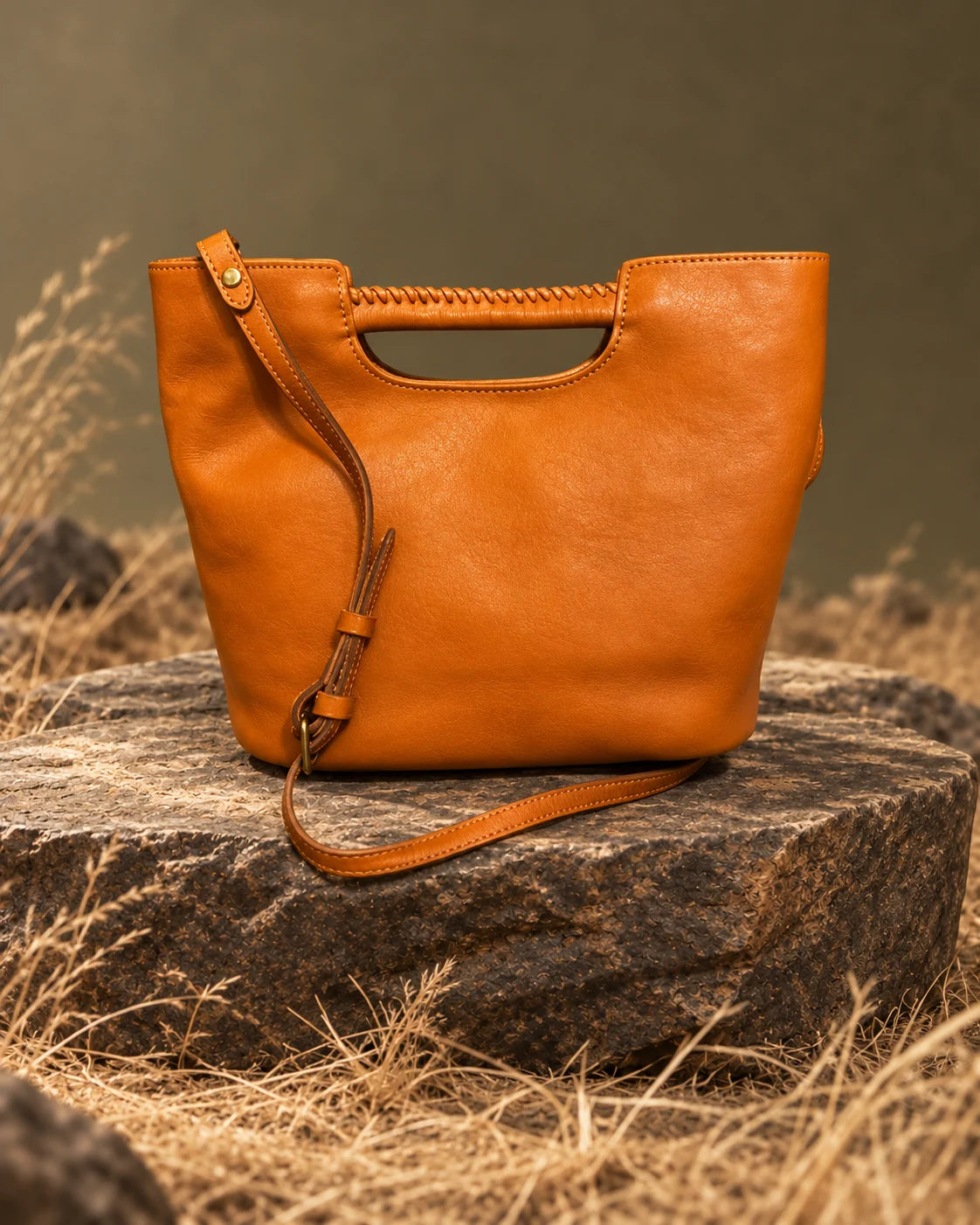 Top-handle / crossbody -23747 in Orange, AI-styled studio presentation