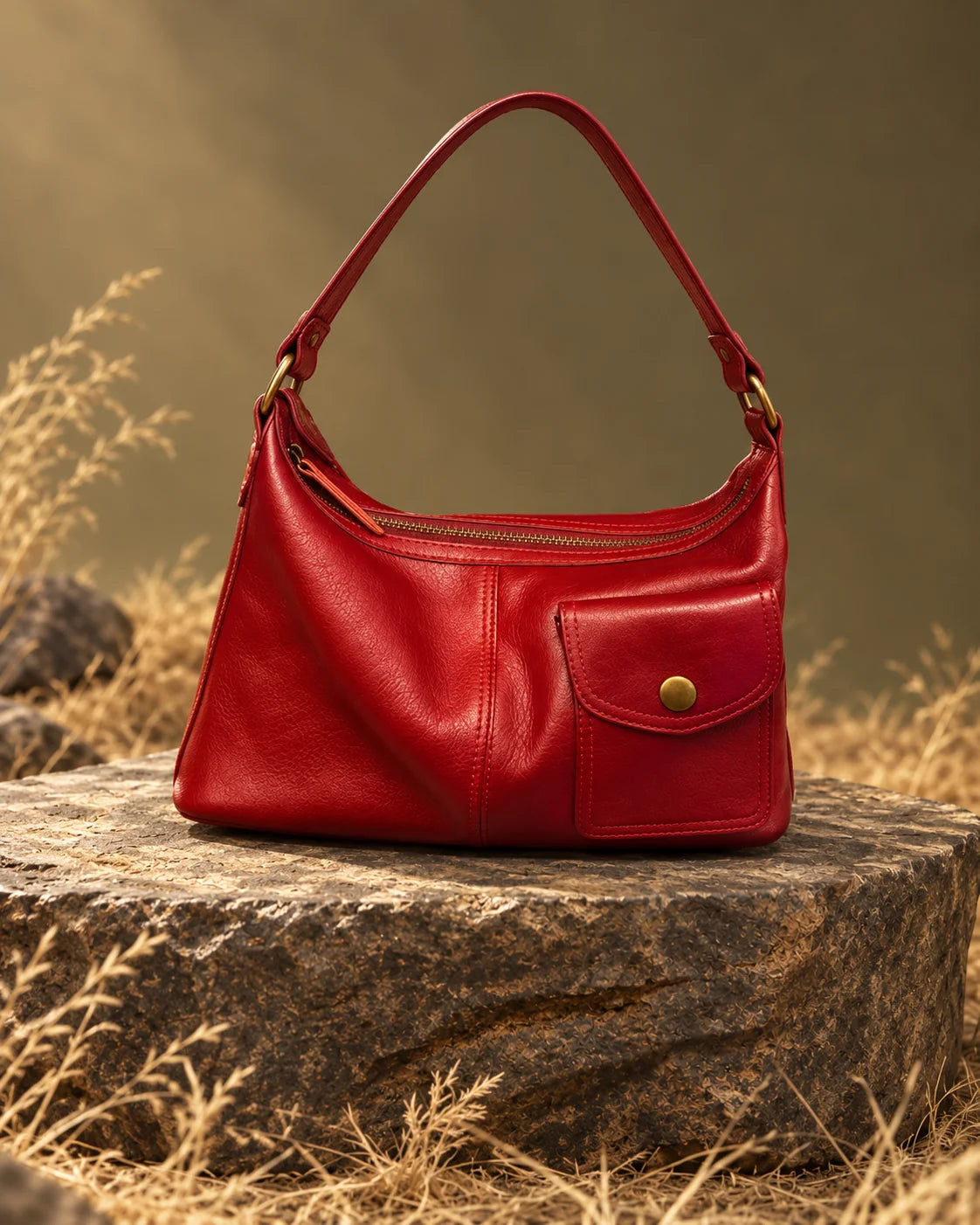 Shoulder bag -3063 in Red, AI-styled studio presentation