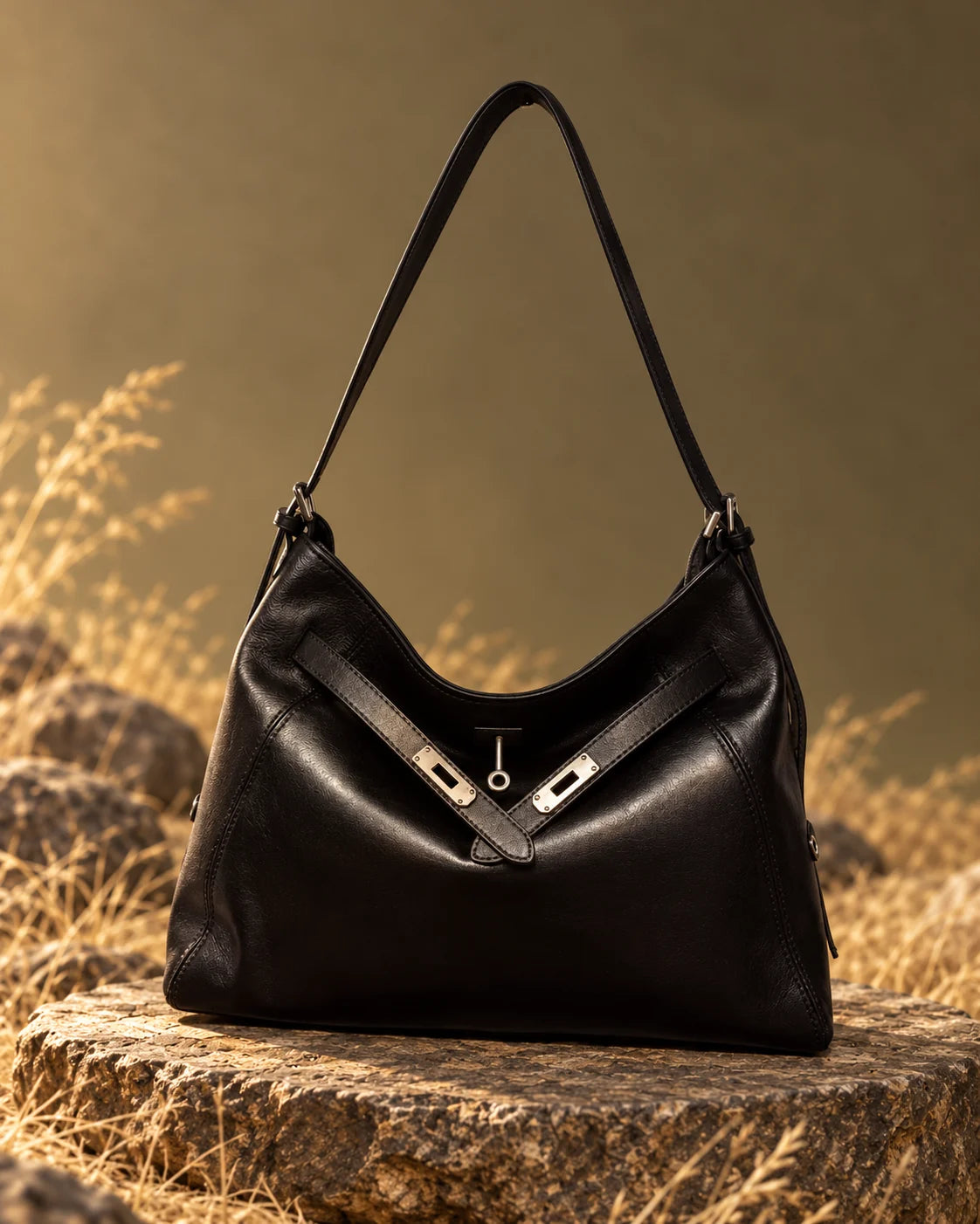 Shoulder tote -5069 in Black, AI-styled studio presentation
