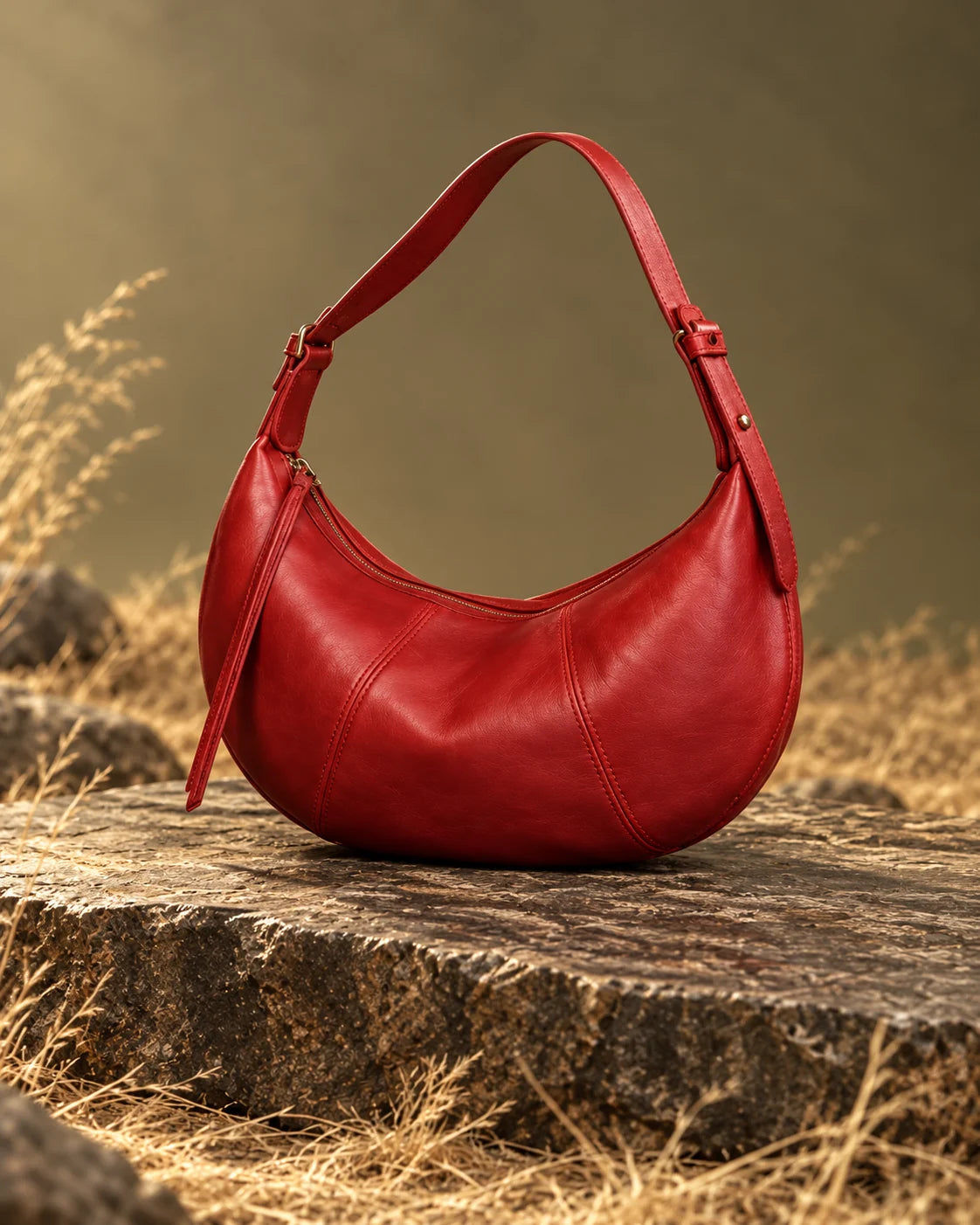 Shoulder bag -8003 in Red, AI-styled studio presentation