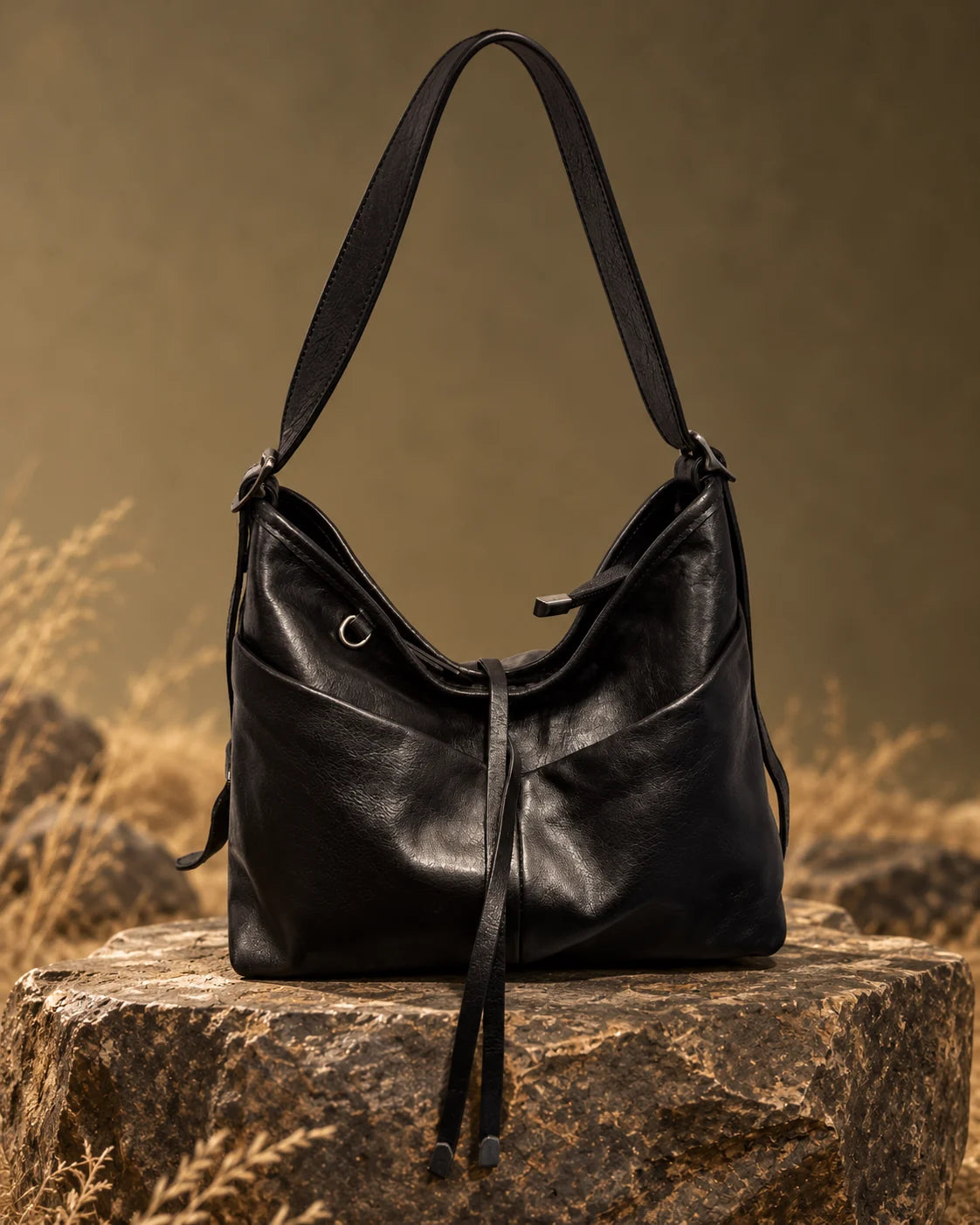 Shoulder bag -8011 in Black, AI-styled studio presentation